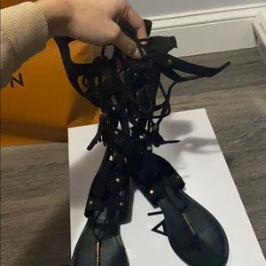 Black suede gladiators